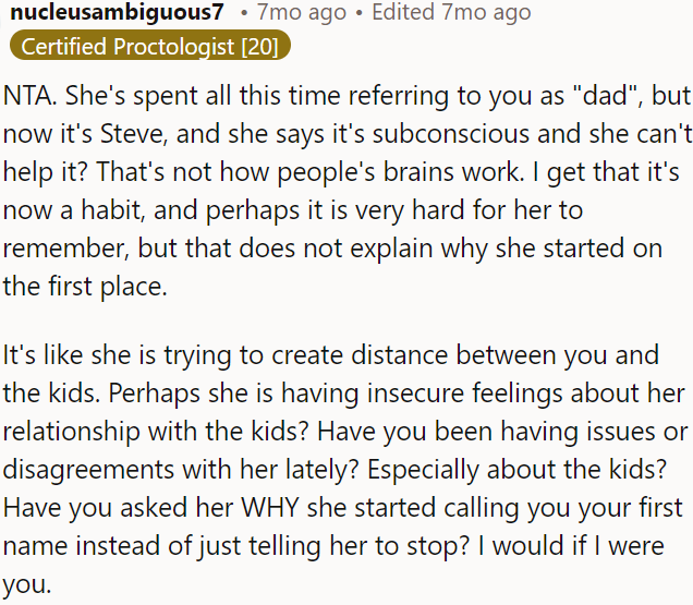 This change seems intentional, possibly aiming to distance OP from the kids.