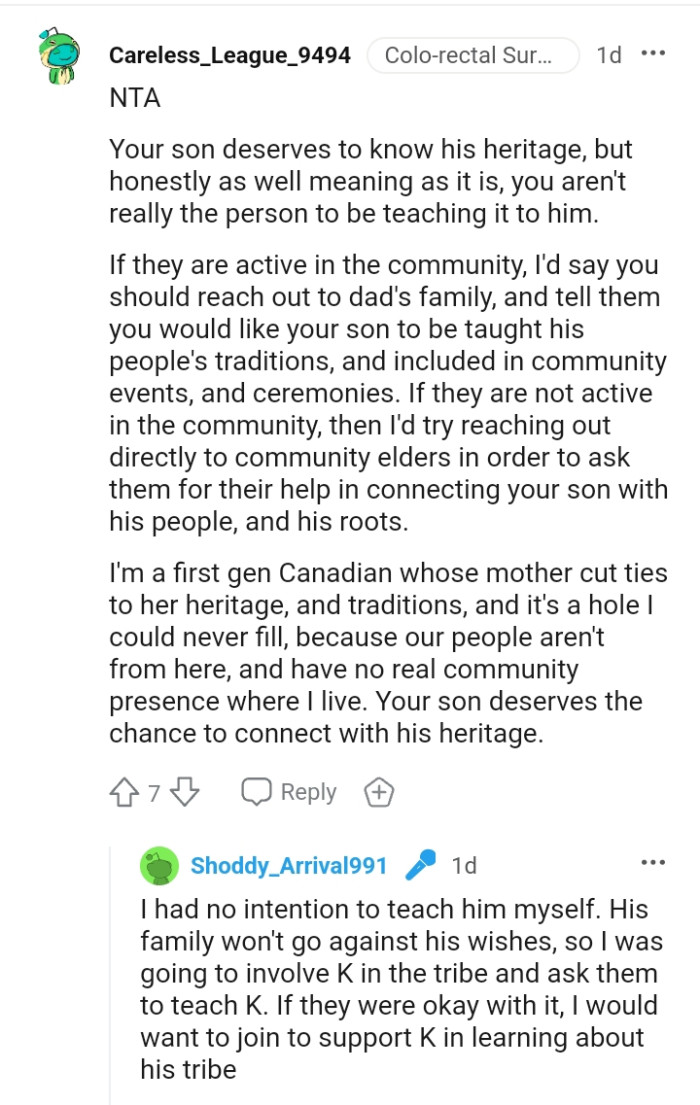 This Redditor wants the OP to reach out to the ex's family