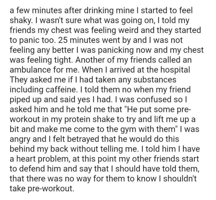 They asked the OP if he had taken any substances, including caffeine
