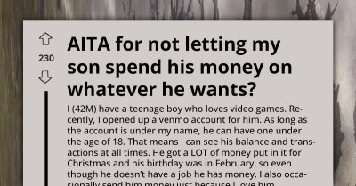 Redditors Descend On Man As He Shares Why He Stopped His Son's Bad Spending Habits