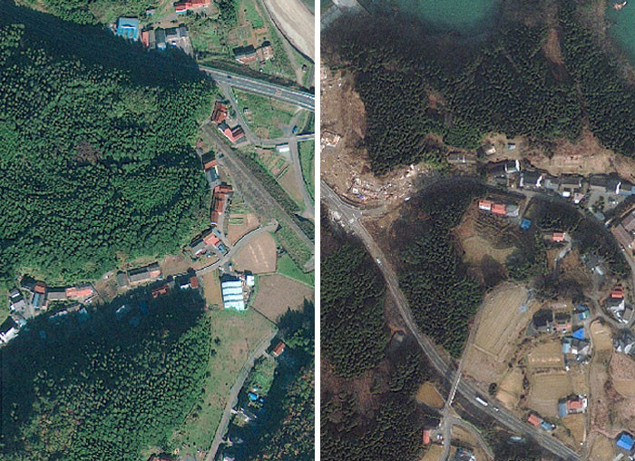 "Satellite Photos Of Japan Before And After The Tsunami"