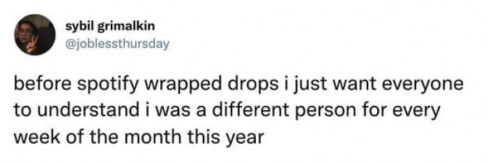 We all were, which is exactly why it's such a hot mess looking at our Spotify Wrapped.