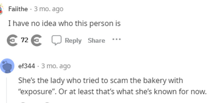 This comment is gold because this is quite literally how we feel about this lady. Nobody really knows her.