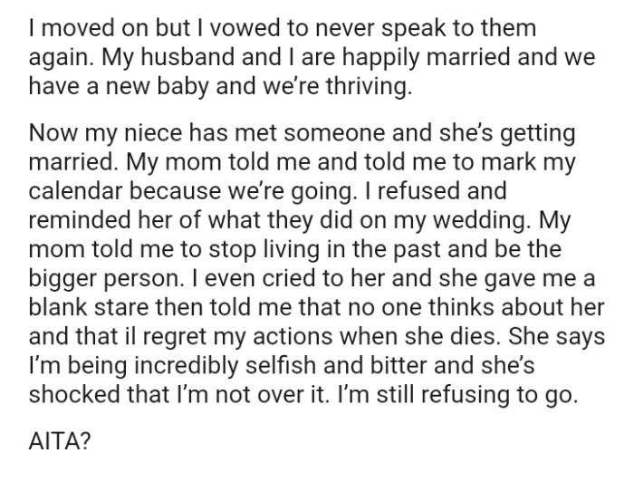 The OP's mom told her to mark the calendar because they are going