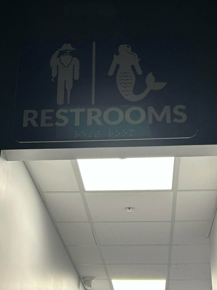 "Braille Printed On A Sign For The Bathroom… That’s Over 11 Feet In The Air"