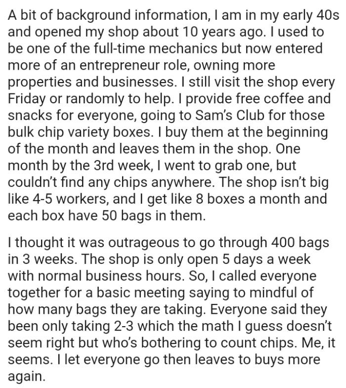 The OP used to be one of the full-time mechanics but now has entered more of an entrepreneurial role