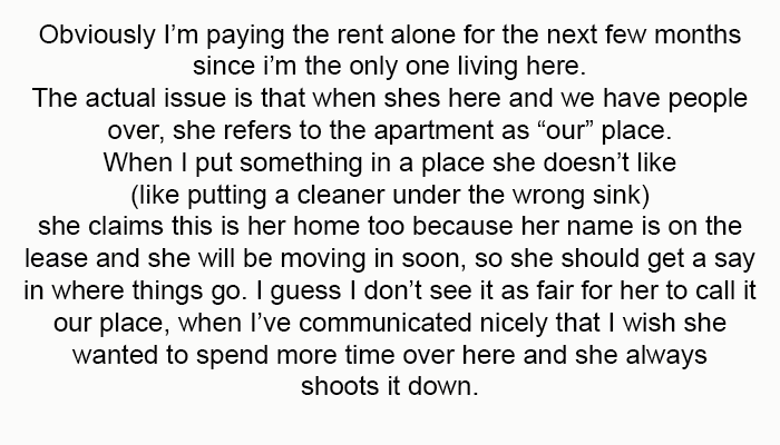 Obviously I’m paying the rent alone for the next few months