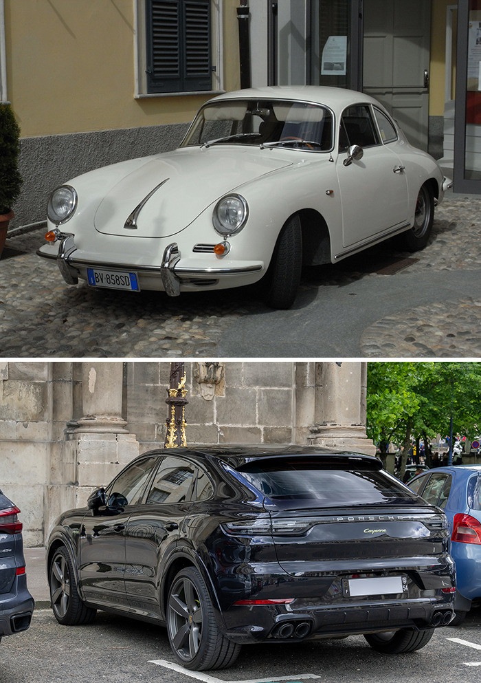 17. Porsche 356 (1948) vs. Porsche Cayenne E-Hybrid Coupe (2021)