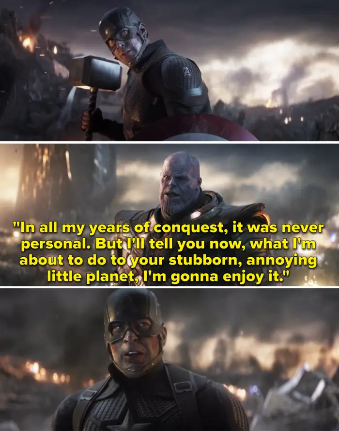 12. In Endgame, there was supposed to be a scene where Thanos went back in time and killed the Avengers in 2014. Years later, in 2023, a scene would have shown him with Captain America's severed head.