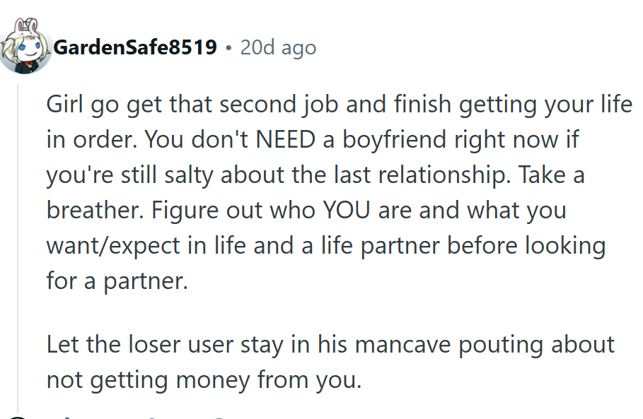 She should go and get that second job