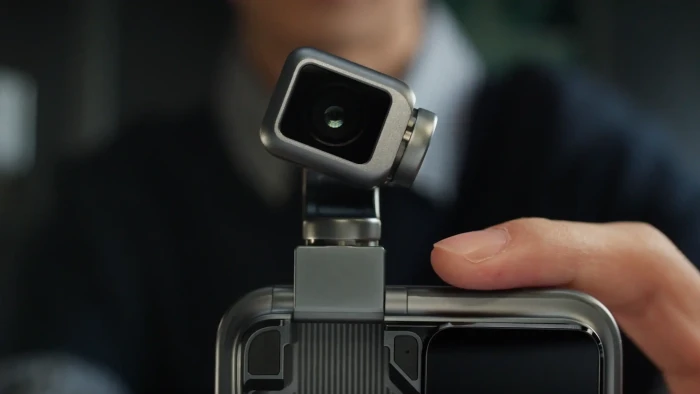 Compact gimbal setup showing stable video calls and content creation