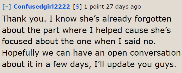 This conversation needs to happen when things have cooled down.