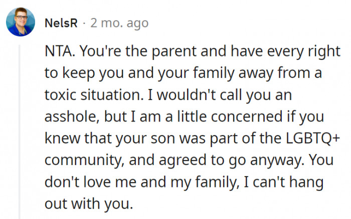 11. OP has every right to keep her child away from uncomfortable situations.