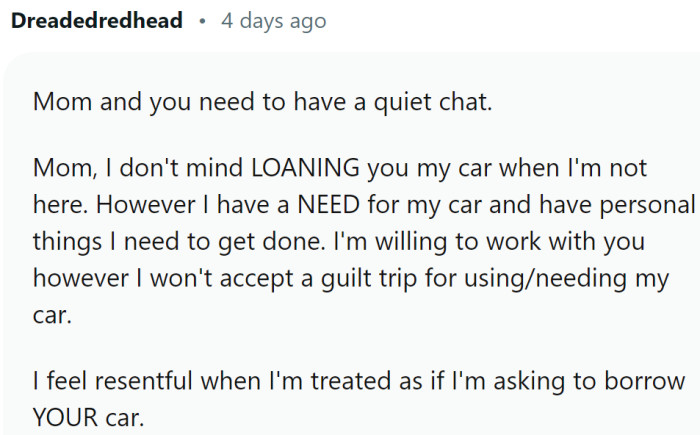 This Redditor agrees. OP should have a good talk with her mom