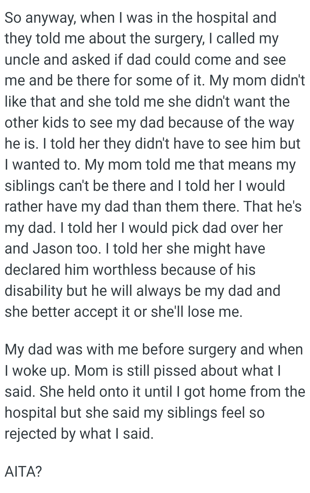 OP told her mom that she would pick her dad over her and her stepdad too
