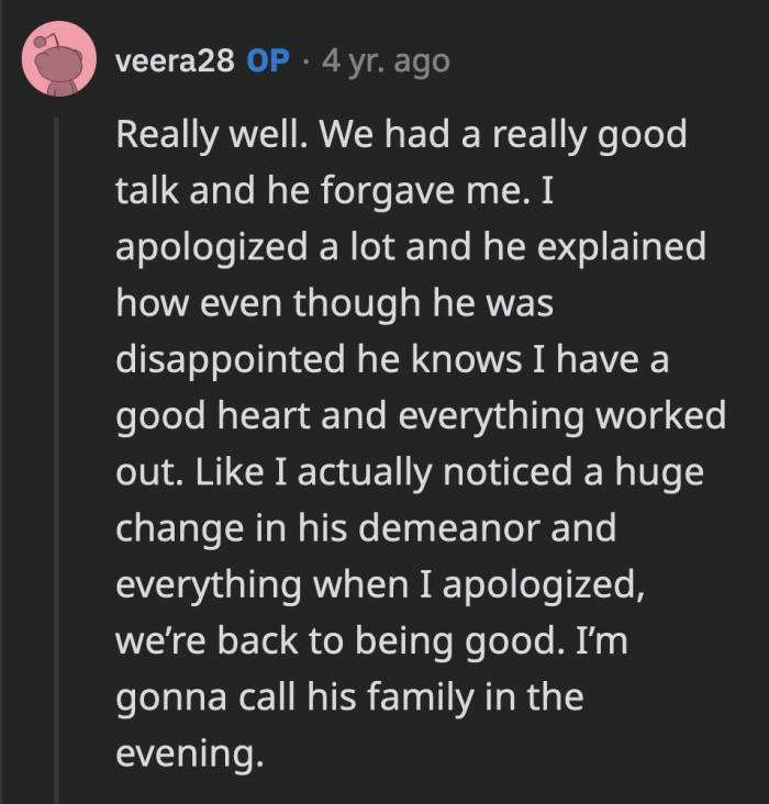 Oh, to be a fly on the wall during that phone call. OP's boyfriend is either too kind or too passive. Either way, he doesn't deserve to be treated this way.