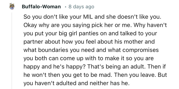 “So You Don't Like Your MIL, and She Doesn't Like You. Okay, Why Are You Saying Pick Her or Me?”