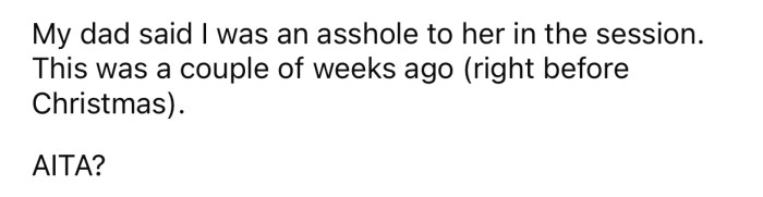 Now she's wondering if she's the a**hole here.