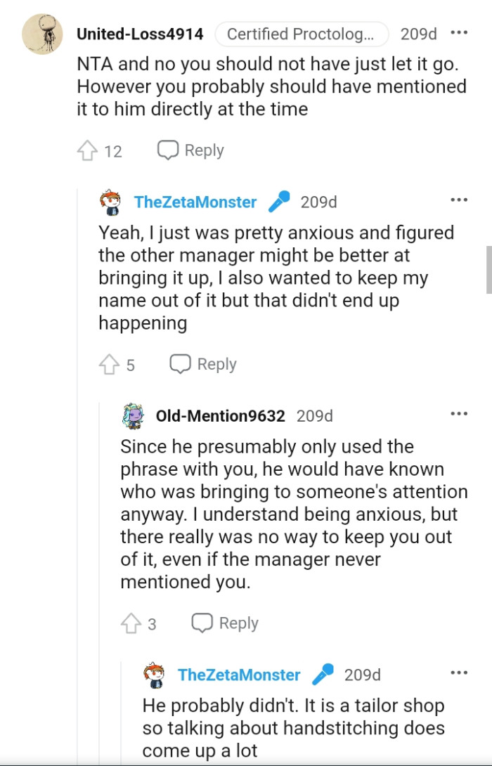 Mentioning it to him directly