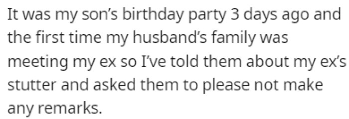 The son's birthday party was a few days ago