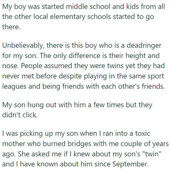 For one father, the first day of middle school brought an unexpected surprise: another boy who looked strikingly similar to his son.