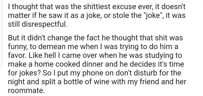 OP wasn't having any of that - In her words, 