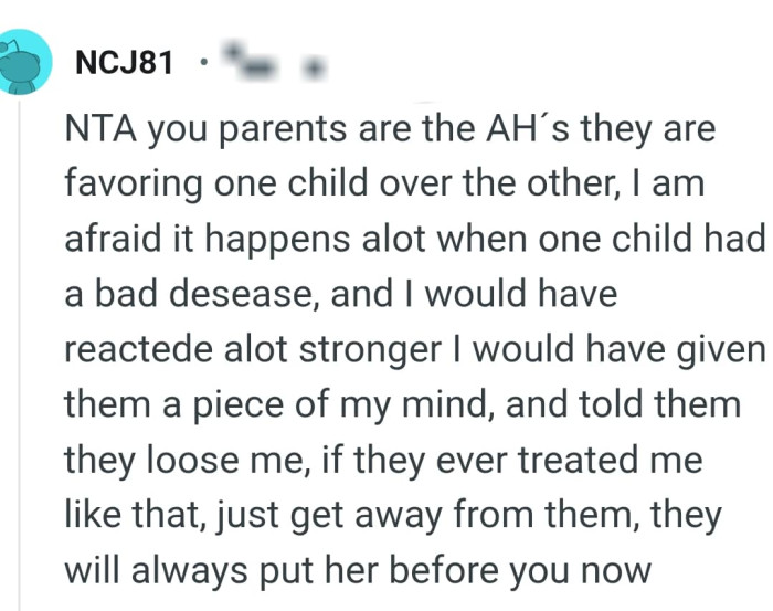 They are favoring one child over the other