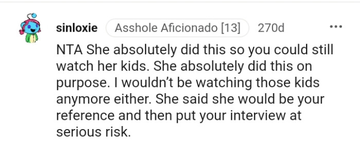 This redditor would not be watching those kids anymore