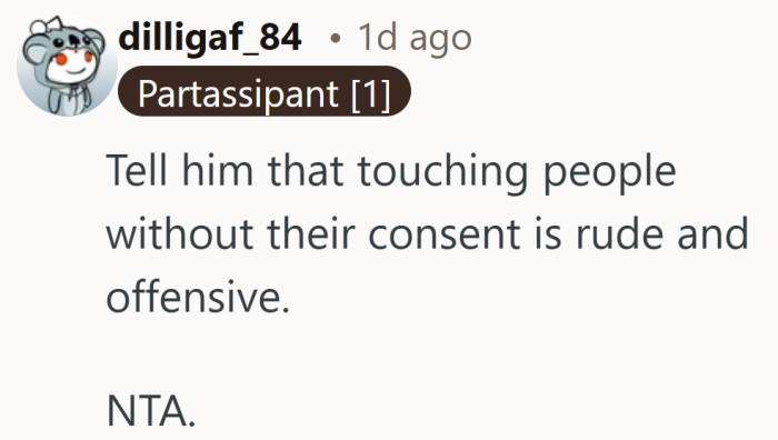 Calling out manners while ignoring boundaries lands a little off.