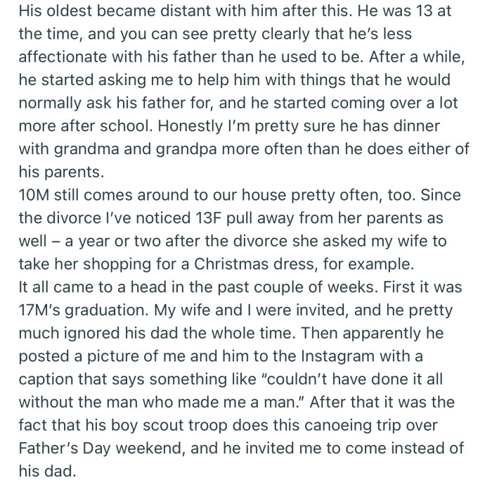 OP’s son’s two biological kids gradually become distant and titled towards him instead