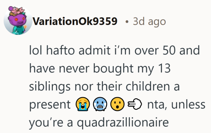 Some families are simply too big for individual gifting to make sense, and that’s okay.