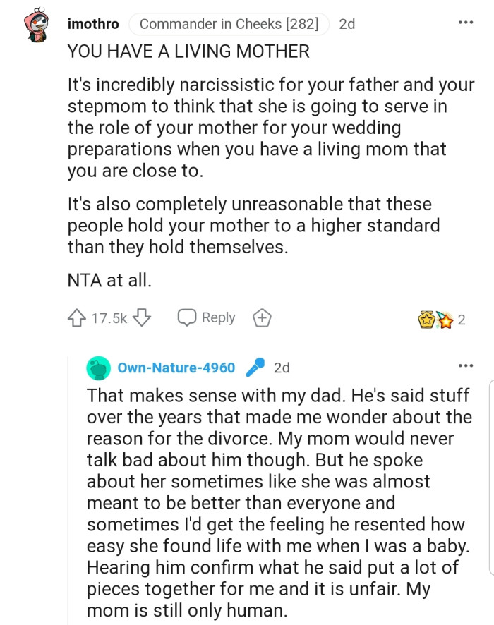 As long as OP's mother is alive, no other person is getting her title.