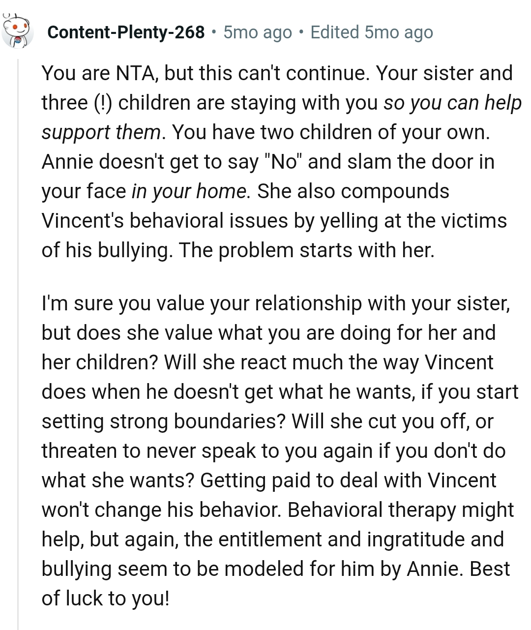 Annie Can't Just Say No and Slam the Door Because OP Has Kids Too