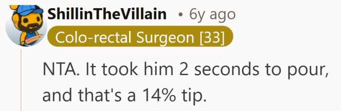 For a quick pour, that percentage feels proportionate.