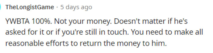 It's not her money, and people seem to think that this is the biggest detail to consider in this situation.