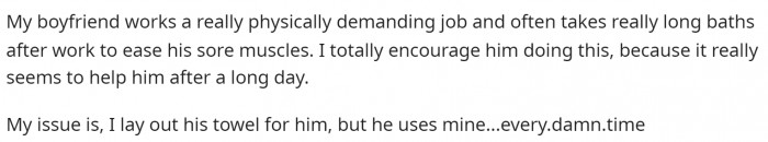 So here's how the post starts out. She explains what her boyfriend's situation is.