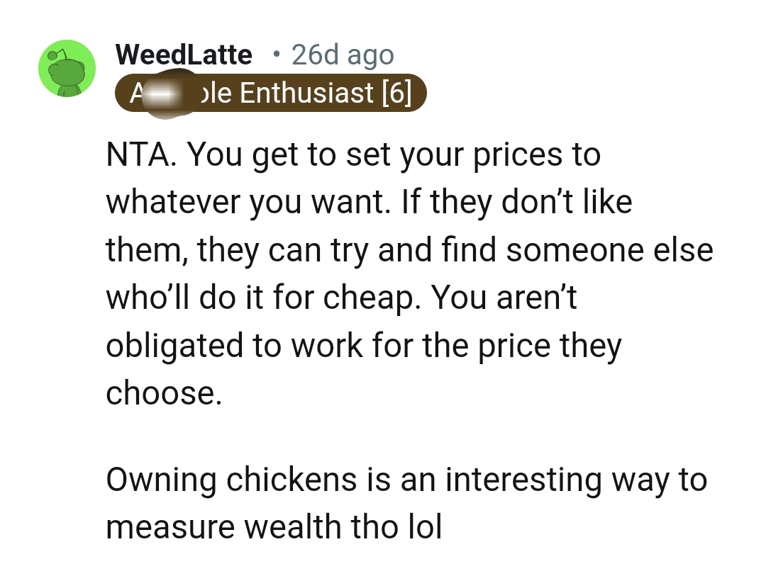 The OP Isn't Obligated to Work