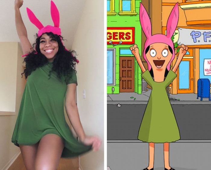 1. Starting off with this piece where Kiera is cosplaying as the character Louise Belcher from Bob's Burgers