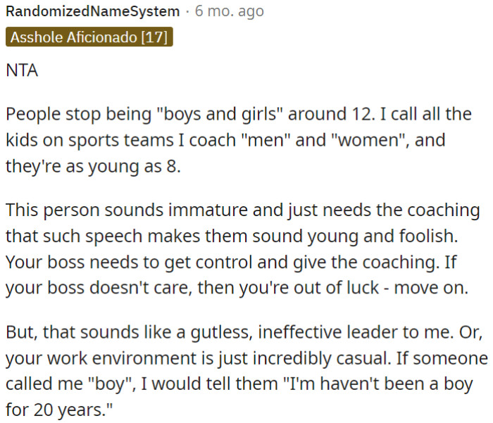 If the boss doesn't take action, it reflects poorly on his leadership