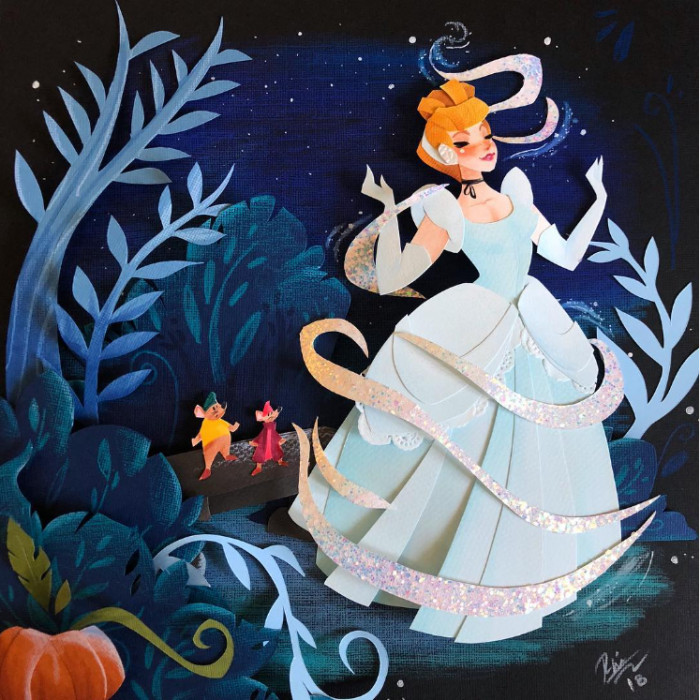 Cinderella in her Fairy Godmother's gown