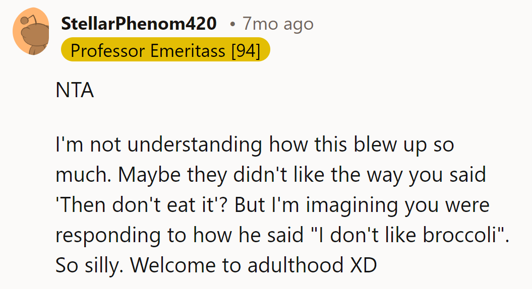 Kyle's broccoli aversion was equally silly.