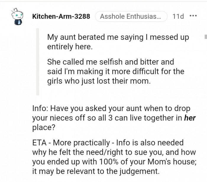 Have you asked your aunt when to drop your nieces off?