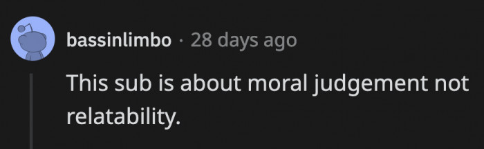 People had to be reminded what the Am I The A**hole sub is for