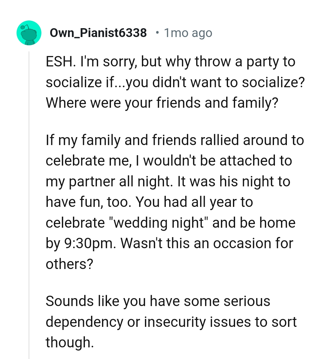 The OP didn't want to socialize?