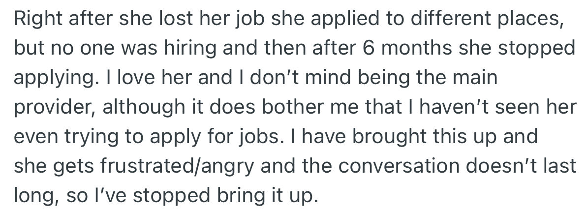 OP’s Girlfriend Stopped Trying to Look for a Job After the Sixth Attempt Failed.