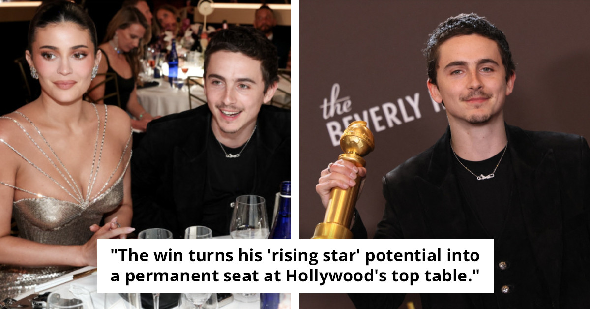 Timothée Chalamet subtly acknowledges Kylie Jenner during Golden Globes acceptance speech