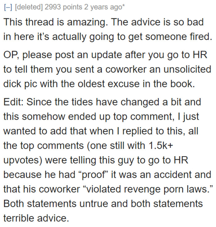 Redditor calls out people for giving bad advice.