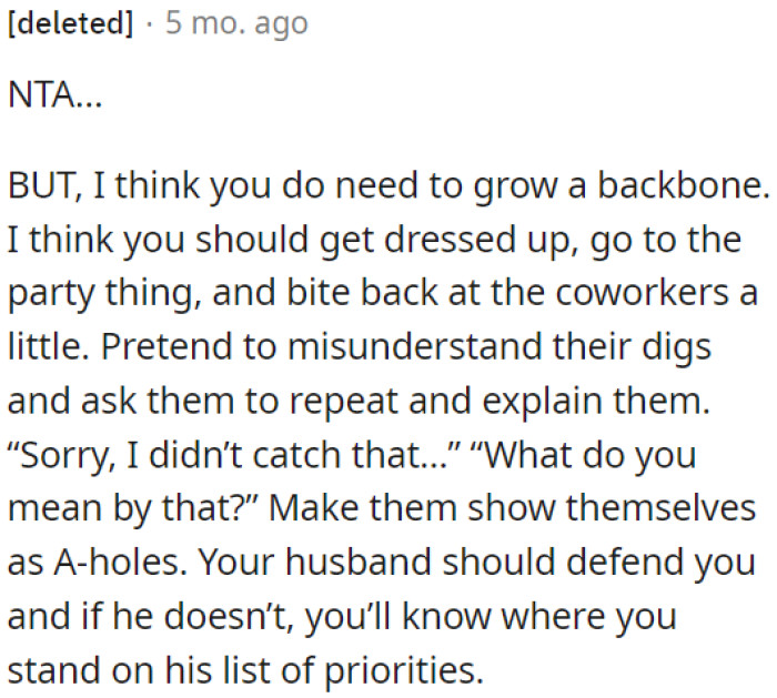 OP should stand up for herself.