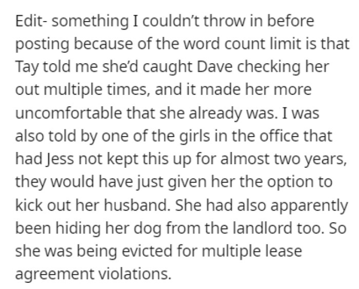 OP also provided an edit, further explaining the situation