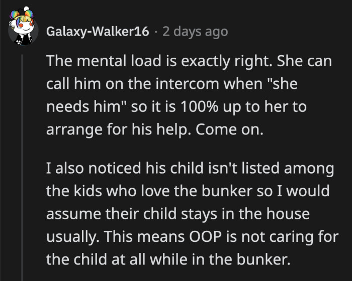 I actually took note of the fact that their son isn't one of the people who enjoys the man cave with OP. He just mentioned his friends and nephews.